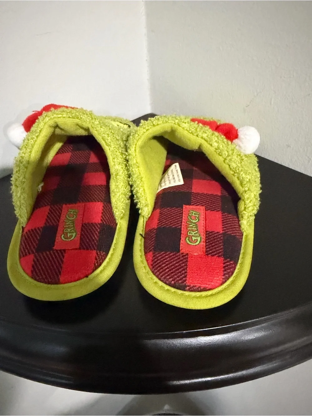 Kids Green Grinch Holiday Slippers